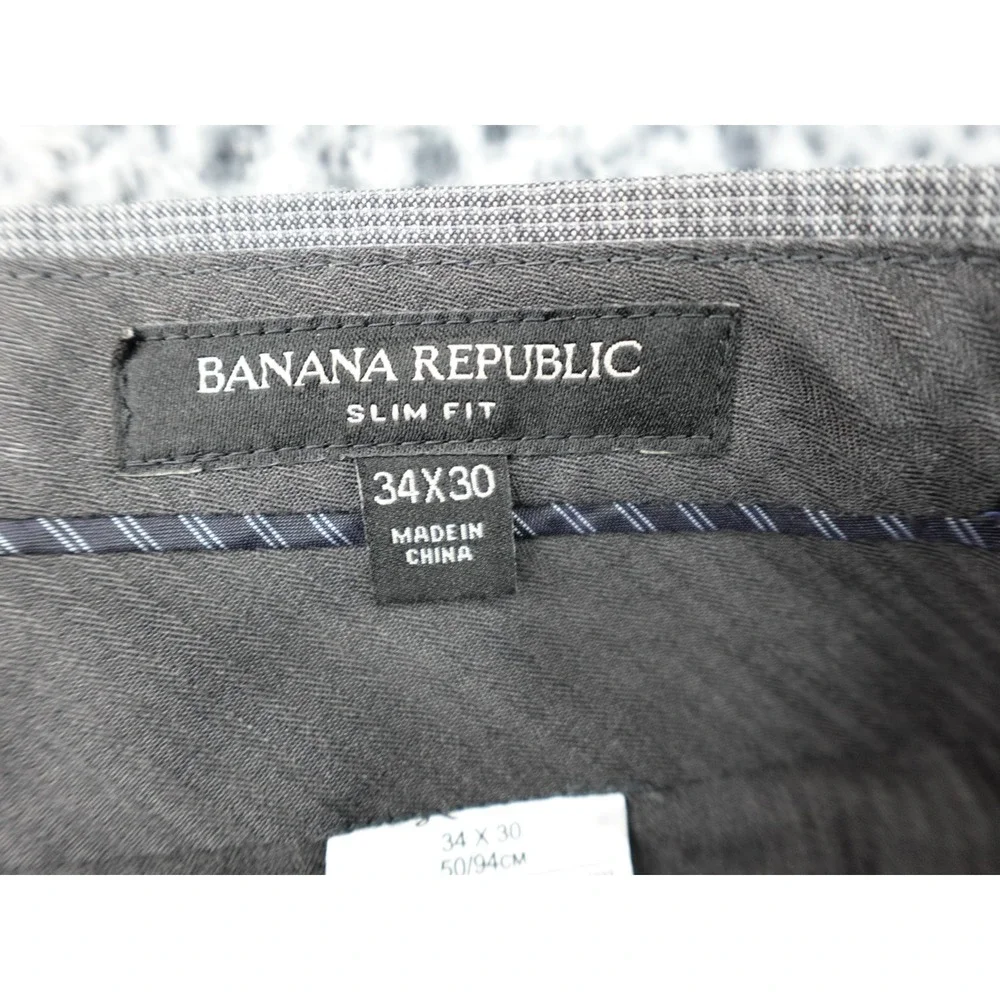 Banana Republic Dress Pants Mens 34x30 Grey Excellent Tollegno Italian Wool Slim